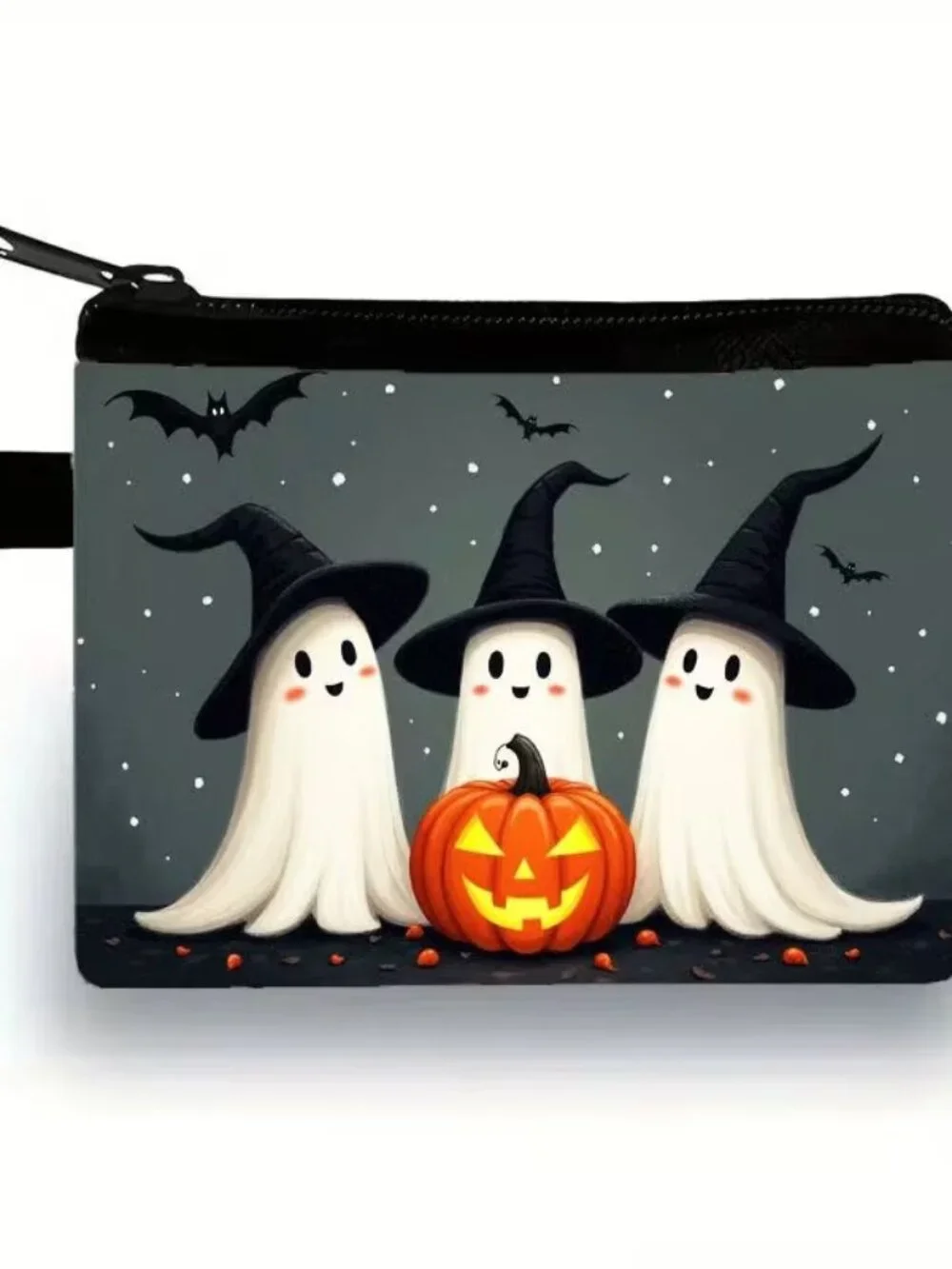 Halloween Goth Set of 3 Ghosts & Bats Makeup Bag Double-Sided 4.1